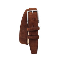 Carica l'immagine nel visualizzatore di Gallery, Cintura 3,5 cm in vera pelle scamosciata con fodera Nabuk e fibbia Nichel free
