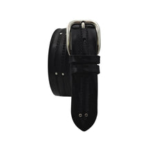 Carica l'immagine nel visualizzatore di Gallery, Black Panther - Cintura 4 cm in cuoio lavorato a mano con fibbia in ottone e borchie metalliche
