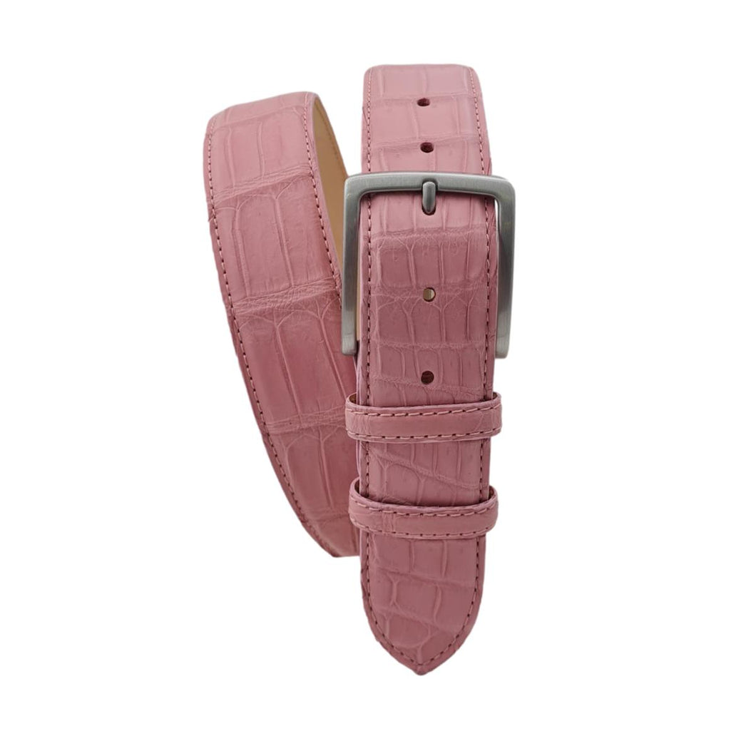Botswana - Cintura 4 cm in Coccodrillo Rosa con  fibbia anallergica