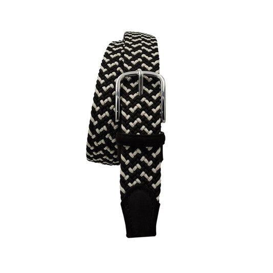 Cintura elasticizzata bicolore leggera 3,5 cm con finiture in pelle