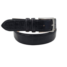 Carica l'immagine nel visualizzatore di Gallery, Cintura 3,5 cm Stampato Coda Coccodrillo con fodera in Pelle bovina - Nero