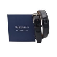 Carica l'immagine nel visualizzatore di Gallery, Cintura 3,5 cm da Cerimonia  in pelle Lucida con fibbia anallergica - Marrone Scuro