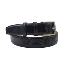 Carica l'immagine nel visualizzatore di Gallery, Cintura 3,5 cm da Cerimonia  in pelle Lucida con fibbia anallergica - Marrone Scuro