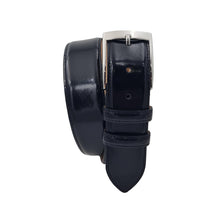 Carica l'immagine nel visualizzatore di Gallery, Cintura 4 cm elegante in vera pelle nero lucido con fodera nabuk e fibbia anallergica