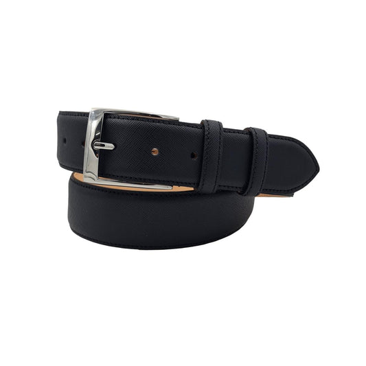 Cintura 4 cm in pelle stampa saffiano con fibbia argentata Nichel free - ESPERANTOBELTS