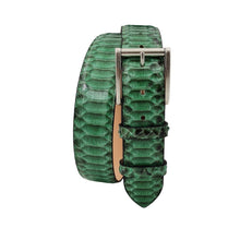 Carica l'immagine nel visualizzatore di Gallery, Back Cut Menta - Cintura in Pitone Scaglia Centrale Verde Menta e Fibbia a Rullo in Ottone