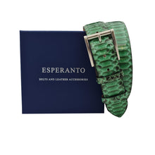 Carica l'immagine nel visualizzatore di Gallery, Back Cut Menta - Cintura in Pitone Scaglia Centrale Verde Menta e Fibbia a Rullo in Ottone