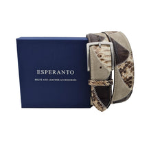 Carica l'immagine nel visualizzatore di Gallery, Cintura 4 Cioccolato in  pitone , struzzo e Pelle scamosciata