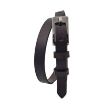 Carica l'immagine nel visualizzatore di Gallery, Cintura 2 cm in cuoio di toro con fori rettangolari e fibbia lucida