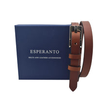 Carica l'immagine nel visualizzatore di Gallery, Cintura 2 cm in cuoio di toro con fori rettangolari e fibbia lucida