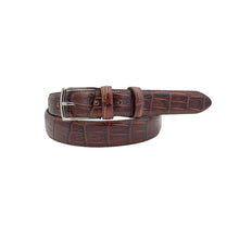 Carica l'immagine nel visualizzatore di Gallery, Cintura 3 cm Stampato Coda Coccodrillo con fodera in Pelle bovina - Moro