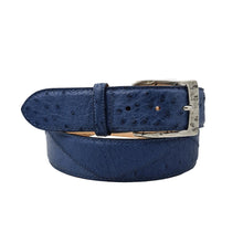 Carica l'immagine nel visualizzatore di Gallery, Cintura 4 cm Avio con Patchwork Piramidale in vera pelle di struzzo con fibbia lavorata