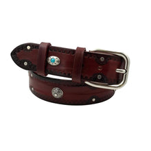 Carica l'immagine nel visualizzatore di Gallery, Bellagio - Cintura 4 cm in cuoio di toro con borchie argentate e pietre celesti