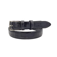 Carica l'immagine nel visualizzatore di Gallery, Cintura 3 cm Stampato Coda Coccodrillo con fodera in Pelle bovina - Nero