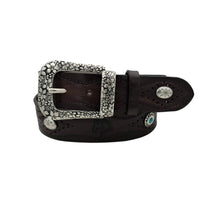 Carica l'immagine nel visualizzatore di Gallery, π₯ NOVITA' π₯ Pegaso - Cintura in cuoio 4 cm con borchie ,fantasie di cavalli , passante e fibbia metallici