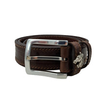 Carica l'immagine nel visualizzatore di Gallery, 🔥 NOVITA' 🔥  King's Horse - Cintura 3,5 cm in cuoio moro lavorato a mano con borchie a forma di  cavallo