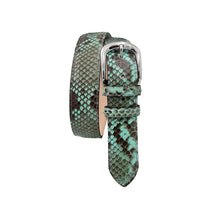 Carica l'immagine nel visualizzatore di Gallery, Cintura 3,5 cm in vera pelle di Pitone  con fibbia anallergica - Verde