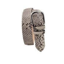Carica l'immagine nel visualizzatore di Gallery, Cintura 3,5 cm in vera pelle di Pitone  con fibbia anallergica - Roccia