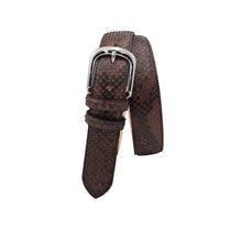 Carica l'immagine nel visualizzatore di Gallery, Cintura 3,5 cm in vera pelle di Pitone  con fibbia anallergica - Moro