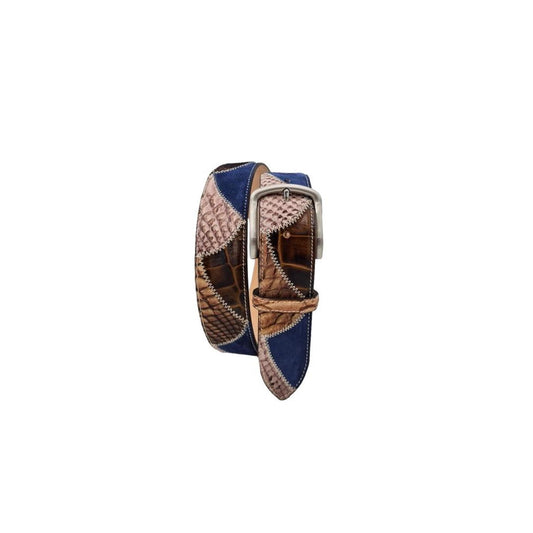 Cintura Blu 4 cm Stampato Pitone, scamosciato Stampato coccodrillo