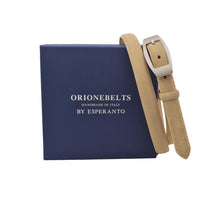 Carica l'immagine nel visualizzatore di Gallery, Cintura 2 cm in scamosciato Beige, fibbia  Lucida, accorciabile