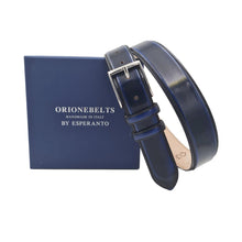 Carica l'immagine nel visualizzatore di Gallery, Cintura 3,5 cm, Pelle Anticata a mano - Blu