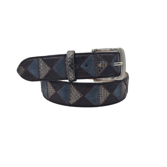 Cintura 4 cm in Coccodrillo , Pitone con fodera in pelle e fibbia anallergica - Argento - ESPERANTOBELTS