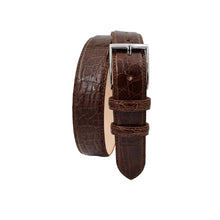 Carica l'immagine nel visualizzatore di Gallery, Cintura 3,5 cm in fianco di Coccodrillo Tabacco con fibbia anallergica