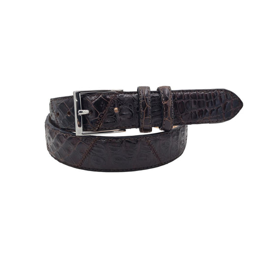 Cintura 3,5 cm in vero Coccodrillo Moro con fibbia argentata 100% anallergica - ESPERANTOBELTS