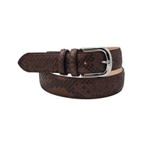 Carica l'immagine nel visualizzatore di Gallery, Cintura 3,5 cm in vera pelle di Pitone  con fibbia anallergica - Moro