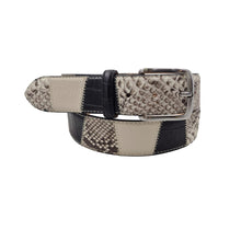 Carica l'immagine nel visualizzatore di Gallery, Cintura 4 cm a quadri in vero Pitone e Pelle Bovina con fibbia anallergica