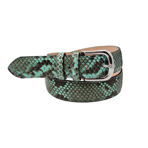 Cintura 3,5 cm in vera pelle di Pitone  con fibbia anallergica - Verde