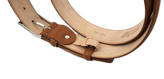 Cintura 3,5 cm in Pelle stampa Cervo Cognac, Fodera in Pelle Bovina e Fibbia anallergica