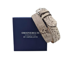 Carica l'immagine nel visualizzatore di Gallery, Cintura 3,5 cm in vera pelle di Pitone  con fibbia anallergica - Roccia