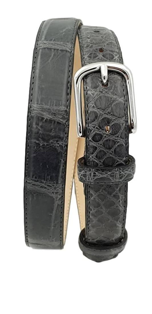 Cintura 2,5 cm per donna in vero Coccodrillo Antracite con fibbia Nichel free - ESPERANTOBELTS
