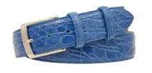Carica l'immagine nel visualizzatore di Gallery, Cintura 3,5 cm in fianco di Coccodrillo Avio con fibbia Nichel free e fodera Nabuk - ESPERANTOBELTS