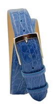 Carica l'immagine nel visualizzatore di Gallery, Cintura 3,5 cm in fianco di Coccodrillo Avio con fibbia Nichel free e fodera Nabuk - ESPERANTOBELTS