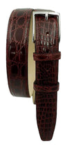 Carica l'immagine nel visualizzatore di Gallery, Cintura 3,5 cm in fianco di Coccodrillo Bordeaux con fibbia Nichel free e fodera Nabuk - ESPERANTOBELTS