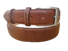 Carica l'immagine nel visualizzatore di Gallery, Cintura 3,5 cm in Vera Iguana con fodera Nabuk e fibbia Nichel free - ESPERANTOBELTS