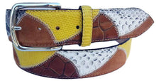 Carica l'immagine nel visualizzatore di Gallery, Cintura Gialla 4 cm in Pelle di Iguana, Pelle di Pitone con fibbia Nichel free - ESPERANTOBELTS