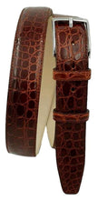 Carica l'immagine nel visualizzatore di Gallery, Cintura 3,5 cm in fianco di Coccodrillo Gold con fibbia Nichel free e fodera Nabuk - ESPERANTOBELTS