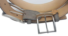 Carica l'immagine nel visualizzatore di Gallery, Cintura 4 cm in Coccodrillo Grigio Opacizzato con fodera nabuk, doppia cucitura e fibbia Nichel free - ESPERANTOBELTS