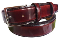 Carica l'immagine nel visualizzatore di Gallery, Cintura 3,5 cm in Pelle Anticata a mano con fibbia anallergica - Mogano