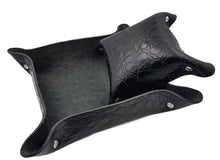 Carica l'immagine nel visualizzatore di Gallery, Tris di svuotatasche grezzi sfoderati stampato coccodrillo nero - ESPERANTOBELTS