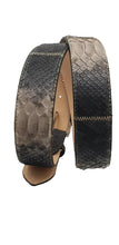 Carica l'immagine nel visualizzatore di Gallery, Cintura 4 cm in  pitone Antracite sfumata con fibbia Nichel free e fodera Nabuk - ESPERANTOBELTS