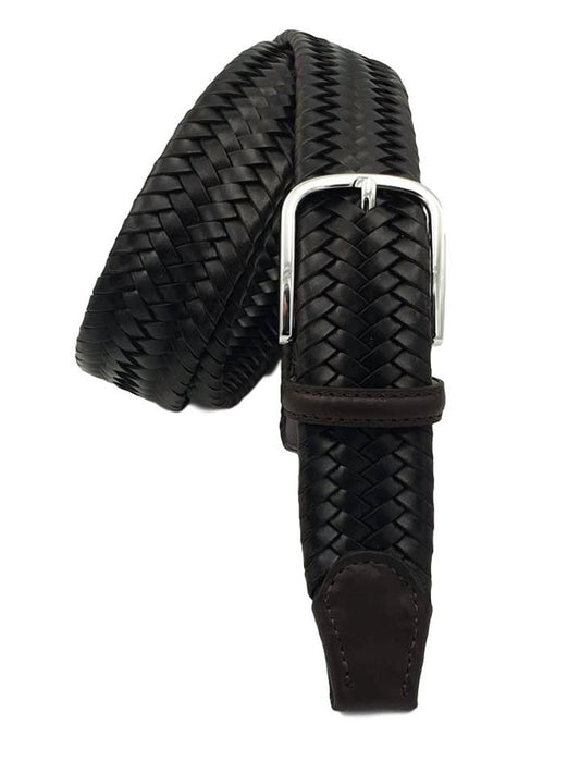 Cintura XXL elastica in cuoio intrecciato 3 ,5 anallergica ( TAGLIE EXTRALUNGHE ) - Moro