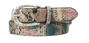 Cintura Rosa 3,5 cm in Pelle di Pitone con Fibbia Vintage Nichel free e fodera Nabuk - ESPERANTOBELTS