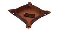 Carica l'immagine nel visualizzatore di Gallery, Svuotatasche Deluxe in Cuoio di toro Resistente sfoderato con bordi Rossi - Cognac - ESPERANTOBELTS