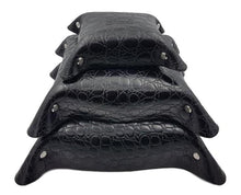 Carica l'immagine nel visualizzatore di Gallery, Tris di svuotatasche grezzi sfoderati stampato coccodrillo nero - ESPERANTOBELTS