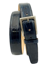 Carica l&#39;immagine nel visualizzatore di Gallery, Cintura 3,5 cm in Coda di Coccodrillo Blu con fodera Nabuk e fibbia Nichel free - ESPERANTOBELTS